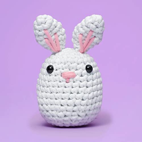 The Woobles Crochet Kit for Beginners (JoJo the Bunny) | As seen on Shark Tank, Kit includes: Easy Peasy Yarn, pre-started piece, hook, safety eyes, stuffing, video tutorials - color: JoJo The Bunny