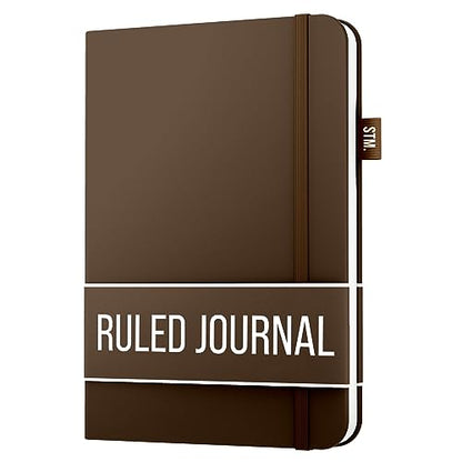 Lined Journal Notebook for writing | Ruled 150 pages, 120gsm Thick Paper with Sticky Notes,pen loop, elastic band, leather hard cover | Scribbles That Matter A5 journals for writing, 5.75x8.2 inches - color: Brown