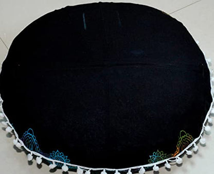 ICC Large seat Floor Cushion Cover Chair Ottoman Cover Pouf Pillow Meditation Floor Cushion Covers for Adults Seating pouffe Ottoman Throw Covers Craft Room Furniture Sitting Cover YIn Yang 32" Round - size: 32" x 32" (Pack of 1), style: YIn YAng