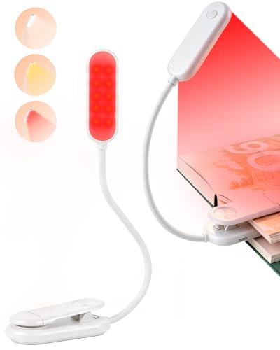 630nm Red Book Light for Reading at Night - Zero Blue Light, Dimmable Reading Lights for Books in Bed, LED Book Lamp Clip on, Gift for Students Parents Nurse Studying Travel (1 Pack) - size: White-1 Pack