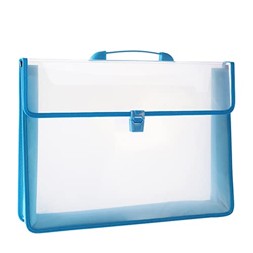 12x16.5 Art Portfolio Case A3 PP Plastic Transparent Blue Pack of 1 | Oxford Cloth Edge Waterproof Fits 11x14 Photo Prints and Art Paper - color: Blue