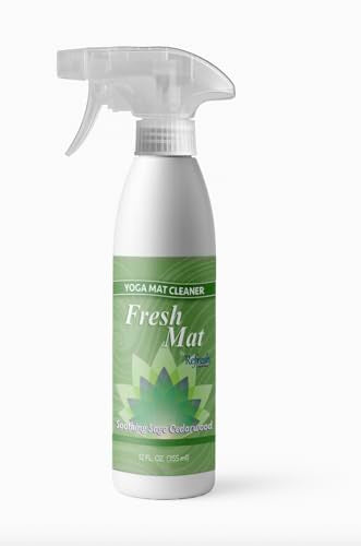 Fresh Mat Yoga Mat Cleaner Spray - Natural Deodorizing Cleaner for Yoga Mats & Fitness Equipment - No-Rinse, Residue-Free Formula with Witch Hazel & Essential Oil, Soothing Sage Cedarwood (12 fl oz). - size: 12 Fl Oz (Pack of 1)