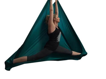 F.Life Aerial Silk Yoga Hammock & Swing for yoga Inversion,Strength training,starter hardware kit - color: Dark green