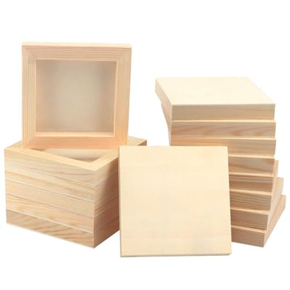 FSWCCK 15 Pack 5 x 5 inch Wood Panel Boards, Unfinished Wood Canvas Panels for Crafts, Painting Canvas, DIY Art Projects, Pouring, Arts Use with Oils, Acrylics - size: 5"X 5" 15 Pack
