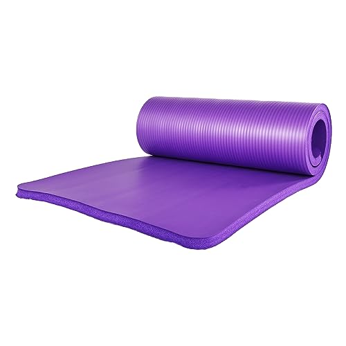 BalanceFrom 7-Piece Yoga Set with 71x24x1 Inches Extra Thick Mat and Carrying Sling – Includes 2 Blocks, Stretch Strap, 2 Towels, and Knee Pad for Home, Studio, and Gym Workouts - color: Purple