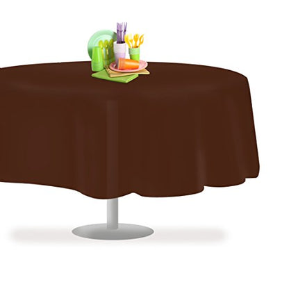 Brown 1 Pack Premium Disposable Plastic Tablecloth 84" Inch Round Table Cover - color: Brown, size: 1 Pack 84" Round