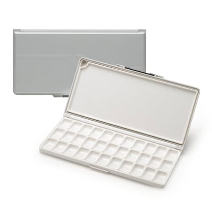 MEEDEN Watercolor Palette with Lid: 33 Wells Airtight Folding Paint Palette | Leakproof Palette with Large Mixing Tray - Empty Acrylic Painting Art Pallet 12.5"x 6.5", Gray - color: Gray