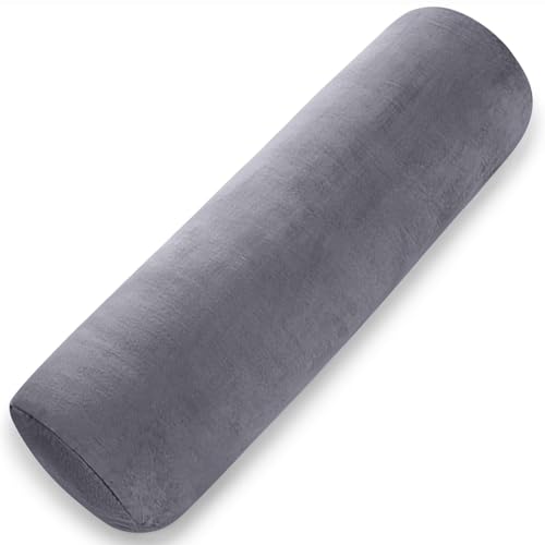 1 MIDDLE ONE Body Pillow for Adults, Bolster Pillow with Removable Velvet Cover, Long Round Pillow for Bed, 24 x 7.87 Inches, Grey - color: Grey, size: 24 inch