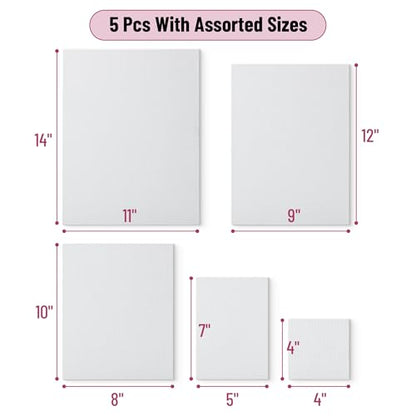 Mr. Pen- Canvas Panels, 5 Pack, 4x4, 5x7, 8x10, 9x12, 11x14 Inches | Triple Primed for Oil & Acrylic Paints, Canvas Boards for Painting, Painting, Blank Canvas for Painting, 3mm Thickness - size: 4x4, 5x7, 8x10, 9x12, 11x14 Inches