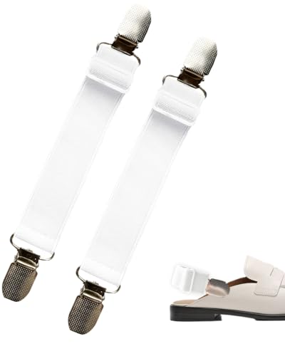 Elastic Shoe Straps for Mules, Sandals, Backless Slip-On Slides - color: White