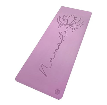 Premium PU Yoga Mat, 4.5mm Non Slip Natural Rubber Exercise Mat with Strap for Yoga, Pilates, Stretching & Fitness - color: Purple