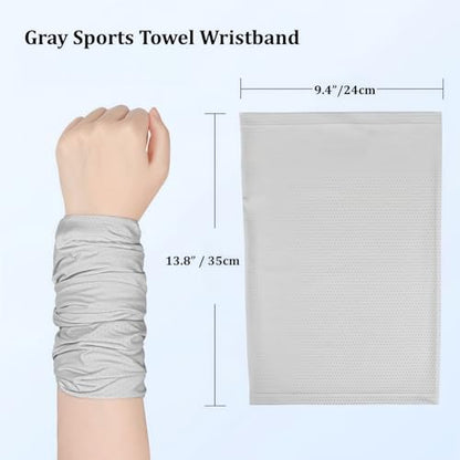 Cooling Sports Towel Wristband, Neck Gaiter Face Cover, Ice Silk Fabric for Instant Cooling & Sweat Absorption 2pcs - color: Gray