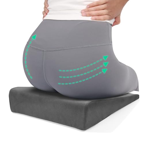 BUYUE Wedge Cushion for Butt Lift Women, Hard-Firm EVA Foam for Lift HIPS Up Fitness Training, Plank Position Mat, Non-Slip Chair Seat Pad, 15.7"x 12.5", Dark Gray - color: Dark Gray