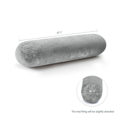 SyMax 7.8"x47" Body Pillow for Adults, Long Round Body Pillow for Adults, Bolster w/Removable Polyester Cover, Headboard Gap Filler Pillow, Light Grey - color: Light Grey, size: 47.1 inch