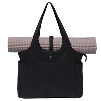 ESVAN Yoga Tote Bag Mat bag Women Shoulder Bags Carryall Tote for Travel Office Workout Gym Nurse Beach - color: Black