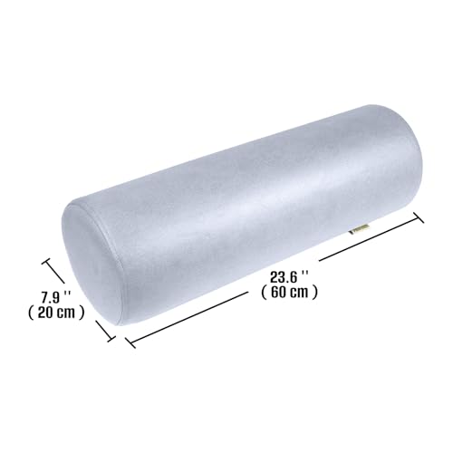2 Pack Neck Roll Pillow, High-Density Foam Cylinder Bolster Pillow for Neck, Back & Lumbar Support, Ergonomic Round Pillow for Side Sleepers, Sleeping (7.9''x23.6'' Medium Grey) - color: Medium Grey, size: 23.6x7.9IN