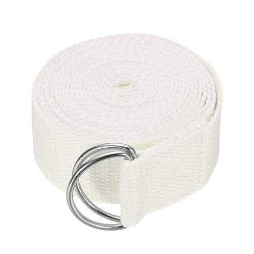 Yoga Strap for Stretching, Athletic Stretch Band with Adjustable Metal D Ring Buckle Yoga Bands - color: White, size: 10.5ft