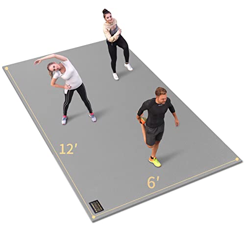 GXMMAT Extra Large Exercise Mat 16'x6'/12'x6'/10'x6'/8'x6'(7mm) - color: Grey Cool, size: 6*12 FT