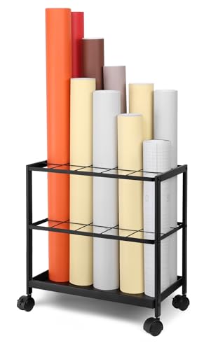 Premium Blueprint Storage Rack Cart - 15 Slots Metal Blueprint Holder with Double-Layer Grids Ensures Secure, Non-Slip Storage, Organizing Posters, Architectural Plans, and Artwork Stably. - color: 15 Slots