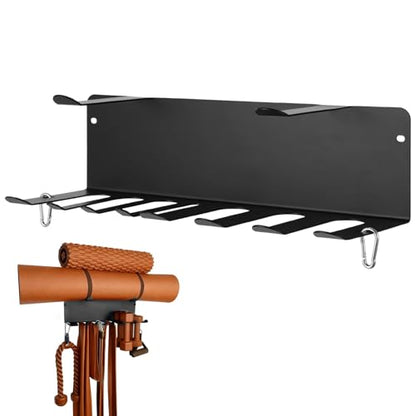 Double Layer Gym Storage Rack with Hanging Hooks, Wall Mount Metal Fitness Equipment Storage Rack, Home Gym Organizer for Exercise Bands, Yoga mat, Jump Ropes, Weight Belts, Straps
