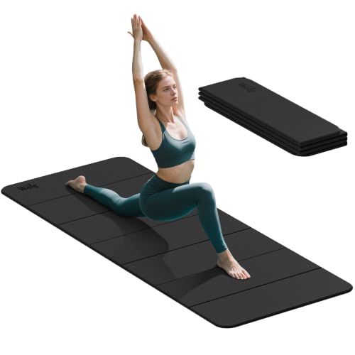 Foldable Yoga Excercise Mat 71"L x 24"W, Odourless Light Weight POE Mat For Home Fitness and Gym Workouts, 1/4 inch Non-slip design for All Types of Yoga Pilates - color: Black, size: 75"Lx32"W