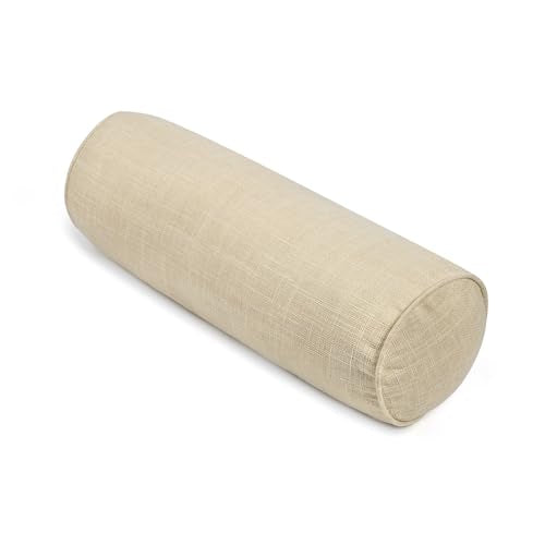 Round Neck Pillow Roll Cervical Support Pillows Neck Pain Relief Cylinder Bolster Pillows with Removable Washable Cover for Sleeping/Chair/Car/Sofa… - color: Beige