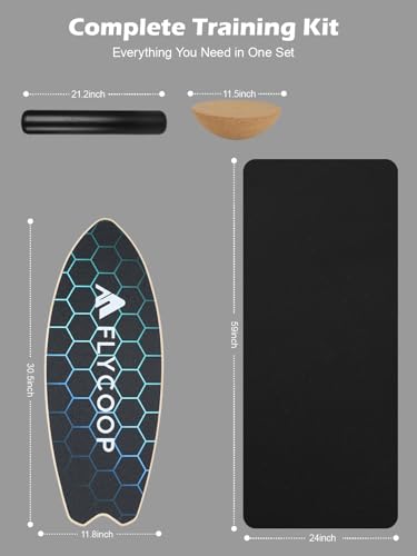 Balance Board for Adult with Adjustable Stoppers: 3 Modes Wobble Board with Roller Exercise Balancing Stability Trainer for Improve Balance Non Slip Surface - size: 30.5*11.8 inch