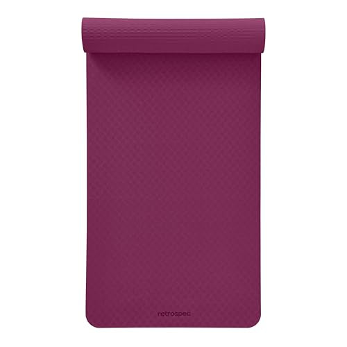 Retrospec Zuma 1/2" Yoga Mat Non Slip Exercise Mat For Pilates, Workout | 72x24x1/2", Gym Mat, Yoga Mat Strap, TPE Yoga Mat, Eco Friendly, Elastic Memory Foam, Moisture Resistant, BPA, Latex Free - color: Boysenberry