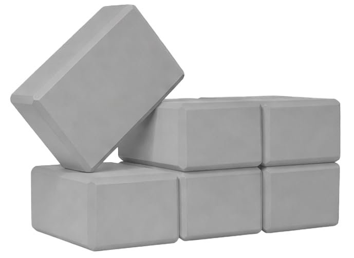 Bulk 4in Foam Yoga Blocks, 6 Pack - color: Cool Gray