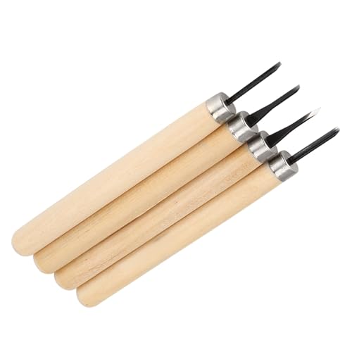 4 Pcs Wood Carving Tools,Rubber Stamp Carving Knife Kit | Manual Wooden Handle and Tool Steel Sharpen Carving Knife for DIY Sculpture Carpentry Beginner & Pro Worker