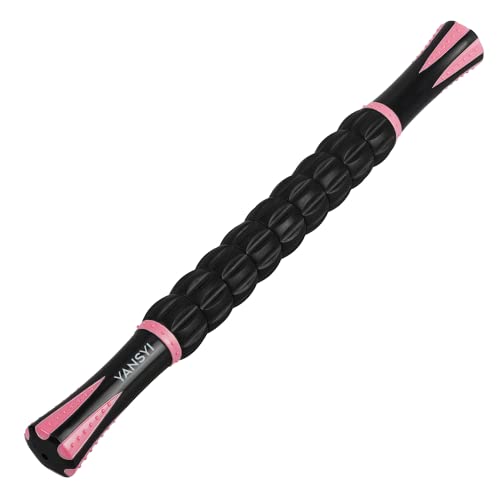YANSYI Professional 9-Roller Deep Tissue Massage Stick - Portable Muscle Recovery Roller for Athletes, Relieves Post-Workout Soreness & Leg/Back Pain - Portable Physio Tool (Pink) - color: Pink