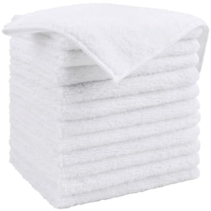HOMEXCEL White Microfiber Cleaning Cloth, Microfiber Towels for Car,12 PK | Lint Free Wash Cloths, Cleaning Rags for Household, Car Wash Towels for Detailing Drying, Scratch-Free, 11.5"X 11.5" - color: White