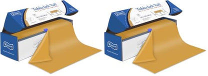 Plastic Table Cover Roll Disposable Tablecloth: 54in X 120ft Table Covers Plastic Table Cover Roll with Easy Slide Cutter Plastic Table Cloths for Parties Disposable-Gold (Pack of 2) - color: Gold, size: 1440" x 54" (Rectangular) (Pack of 2)