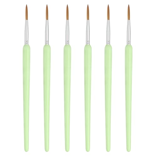 MECCANIXITY Miniature Detail Paint Brushes, 19mm Round Pointed Small Fine Tip Micro Paint Brushes for Fine Model Craft Art Face Acrylic Painting Oil Watercolor(Green, Pack of 6) - color: Green, size: 19mm