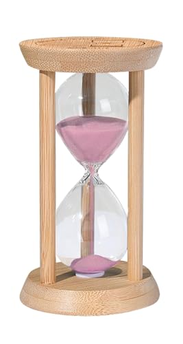 Wood Sand Timer, 5 Minute Hourglass,Bamboo Sandglass Timer 5 Min,Pink Sand Watch for Speed Reading Timer,Baking,Game,