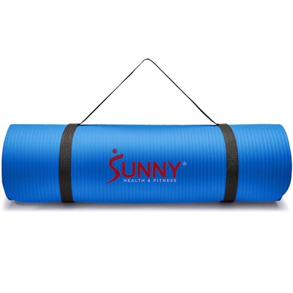 Sunny Health & Fitness Exercise Yoga Mats - Non-Slip Support for Home & Gym - color: Classic Thick Blue
