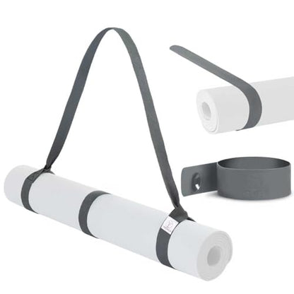 Yoga Mat Strap Carrier with Storage – Adjustable Velcro Tie Straps for Easy Carrying & Secure Holding – Universal Fit for All Mats (Classical Grey)
