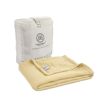 Threadmill Cotton Swaddle Blanket, Muslin, Beige, Breathable, Ultra-Soft | 100% Cotton, Muslin Weave, 41x37 in, Breathable, OEKO-TEX Certified, Machine Washable - color: Beige, size: Baby