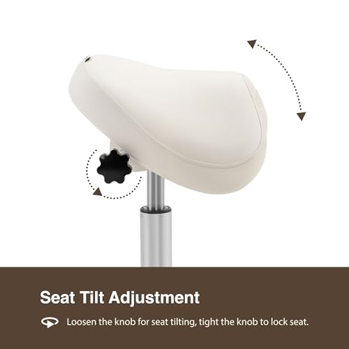 Premium Multifunctional Ergonomic Saddle Chair 507 INOA for Hygienic Clinic, Spa, Massage, and Dental Hygienist - Rolling Swivel Stool (Vanilla, Standard 507) - color: Vanilla