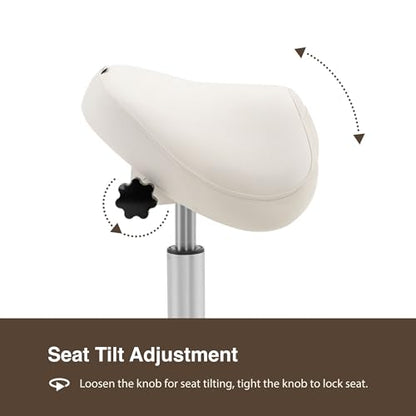 Premium Multifunctional Ergonomic Saddle Chair 507 INOA for Hygienic Clinic, Spa, Massage, and Dental Hygienist - Rolling Swivel Stool (Vanilla, Standard 507) - color: Vanilla