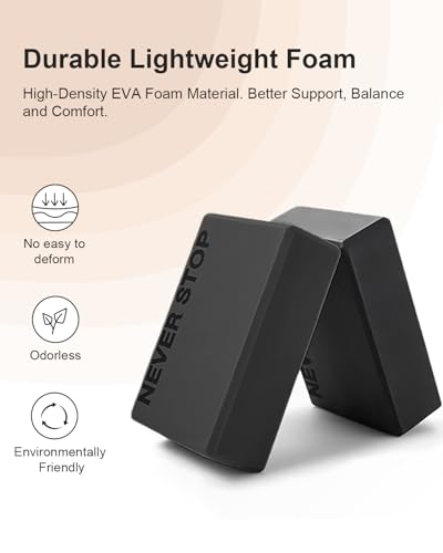 KEEP Yoga Block, High-Density EVA Foam 2 Pack Yoga Block with Non-Slip Textured Surface, Supportive, Lightweight - Ideal for Yoga - color: 2-Pack-Grey
