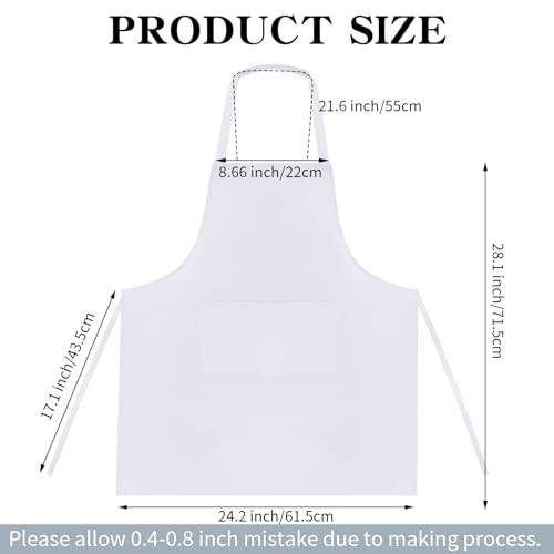 Fengek 8 Pcs Bib Apron for Unisex Colorful Kitchen Apron Bulk with 2 Roomy Pockets for Kitchen BBQ Painting Baking (White) - color: White