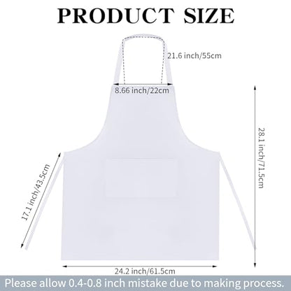 Fengek 8 Pcs Bib Apron for Unisex Colorful Kitchen Apron Bulk with 2 Roomy Pockets for Kitchen BBQ Painting Baking (White) - color: White