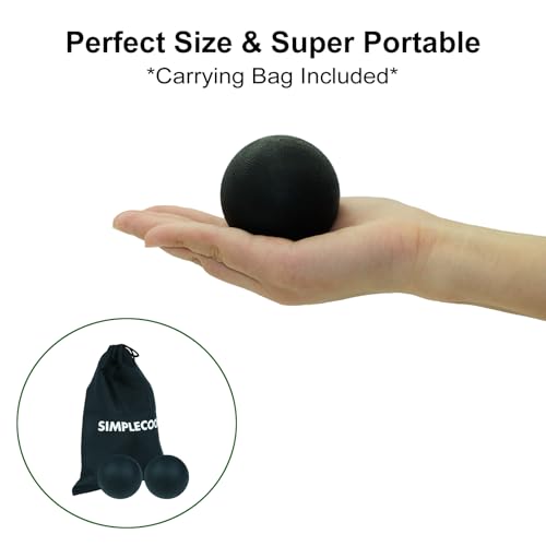 SIMPLECOOL Hard Massage Ball Lacrosse Ball Size Fascia Balls, 2 Pack, Black | For Trigger Point Deep Tissue Myofascial Release Muscle Relax Plantar Fasciitis Relief Physiotherapy Yoga Pilates - color: Black