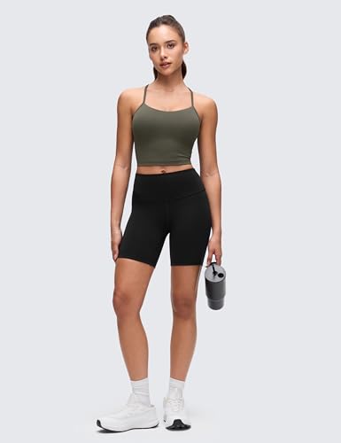 CRZ YOGA Butterluxe Y Back Crop Tank Tops - color: Light Army Green, size: X-Small