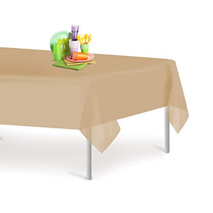 Beige 1 Pack Premium Disposable Plastic Tablecloth 54 Inch. x 108 Inch. Rectangle Table Cover - color: Beige, size: 1 Pack Rectangle