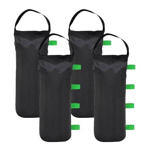 145 LBS Canopy Weights Sand Bags, 4-Pack Sand Bags for Weight Outdoor Advertising Tent Sunshade Fixed Windproof Pop up Canopy Tent Weights (Black-Green Straps) - color: Black-green straps