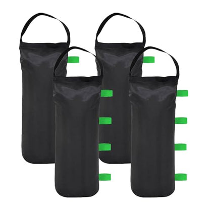 145 LBS Canopy Weights Sand Bags, 4-Pack Sand Bags for Weight Outdoor Advertising Tent Sunshade Fixed Windproof Pop up Canopy Tent Weights (Black-Green Straps) - color: Black-green straps