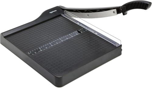 Amazon Basics Paper Trimmer Cutter for Office and Crafts, Heavy-Duty, Portable Guillotine Paper Cutter with Blade Lock, 12-Inch, 10-Sheet Cardstock, Photos - size: 12-Inch