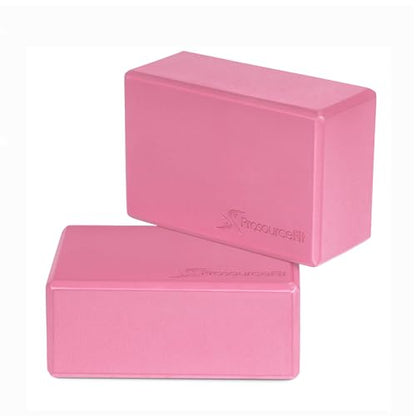 ProsourceFit Foam Yoga Blocks, High Density EVA Yoga Bricks 4”x 6” x 9” (Set of 2) - color: Pink